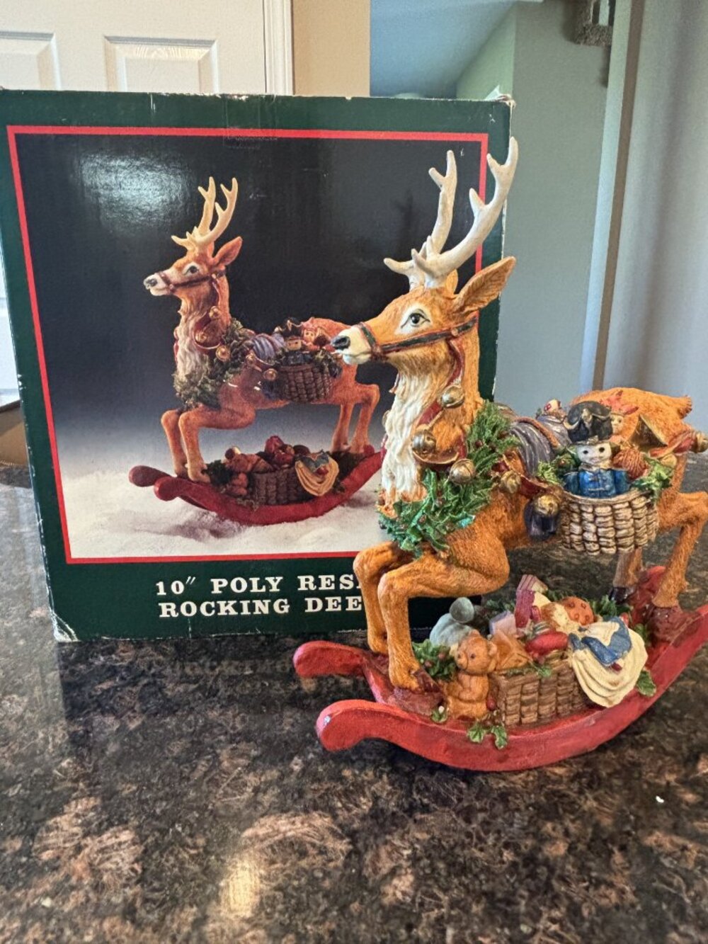 10" Poly-Resin Rocking Reindeer - Picture 2 of 7